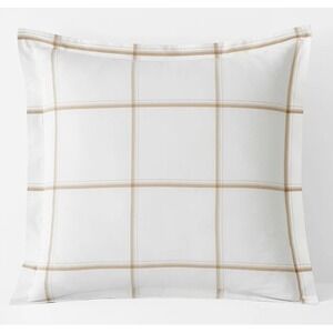The Company Store Windowpane Plaid Percale Euro Sham Wheat 26x26 50635F-E-WHEAT